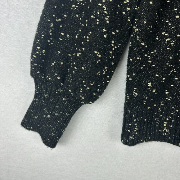 ANNE KLEIN WOMEN'S BLACK w/METALIC SPECKLES LONG PUFF SLEEVES PULLOVER SWEATER M - Picture 10 of 12